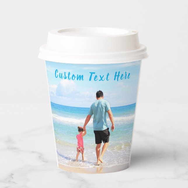 Personalized Your Photo Paper Cups and Custom Text (Front)
