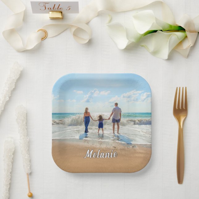 Personalized Your Photo Paper Plates Custom Name (Wedding)
