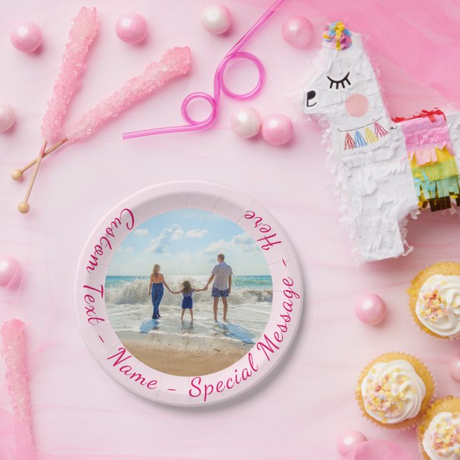 Personalized Your Photo Paper Plates Custom Text (Party)