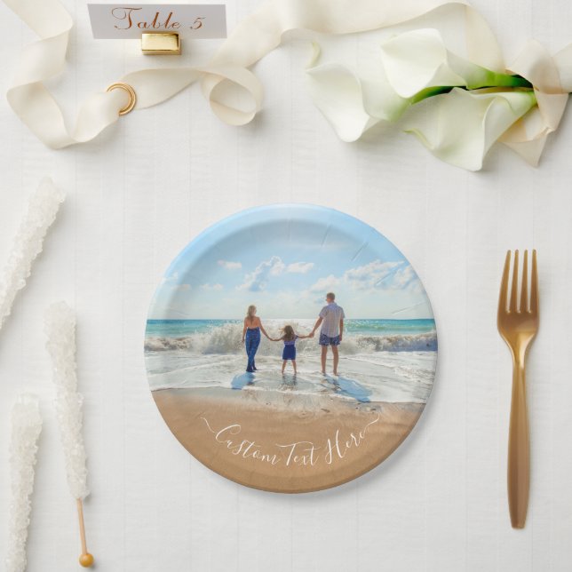 Personalized Your Photo Paper Plates Custom Text (Wedding)