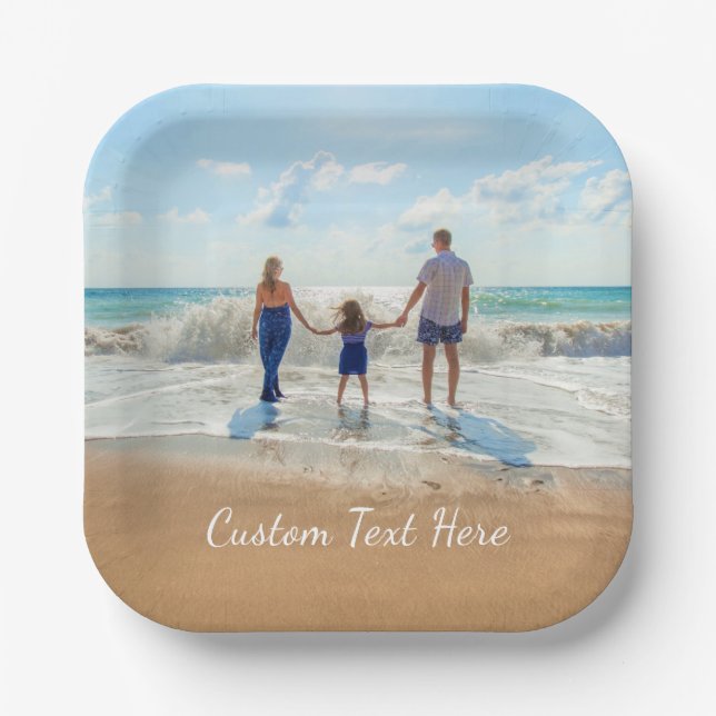 Personalized Your Photo Paper Plates Custom Text (Front)