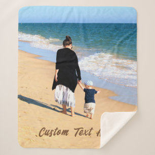 Personalized Your Photo Sherpa Blanket Custom Text