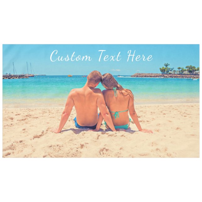 Personalized Your Photo Tablecloth and Custom Text (Front (Horizontal))