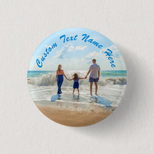 Personalized Your Photo Text Button Custom Text