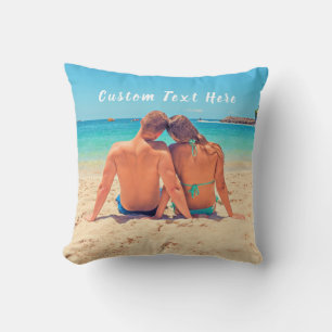 Personalized Your Photo Throw Pillow Custom Text