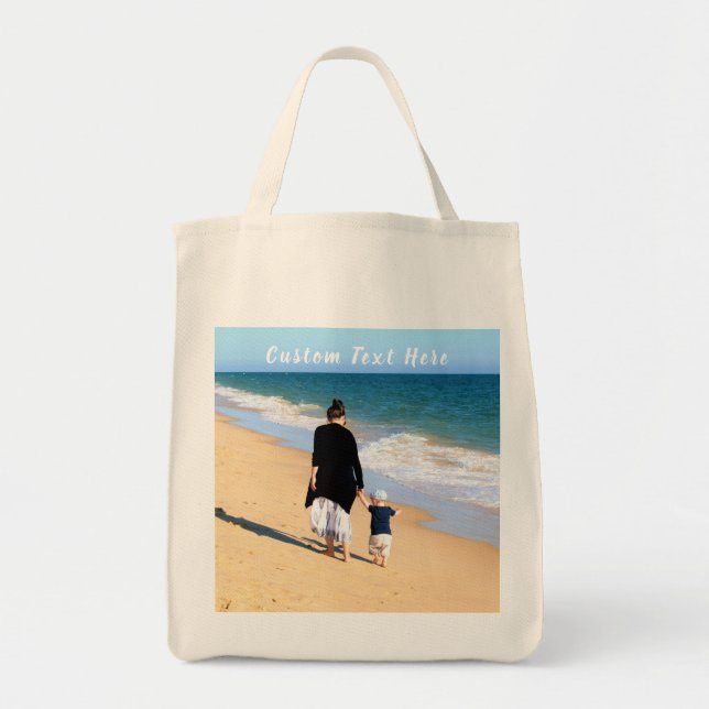 Personalized Your Photo Tote Bag with Custom Text (Front)