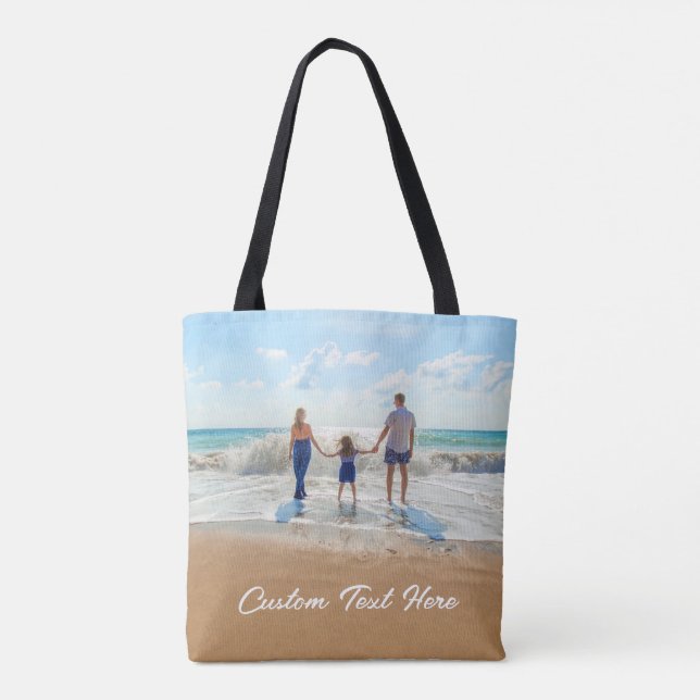 Personalized Your Photo Tote Bag with Custom Text (Back)