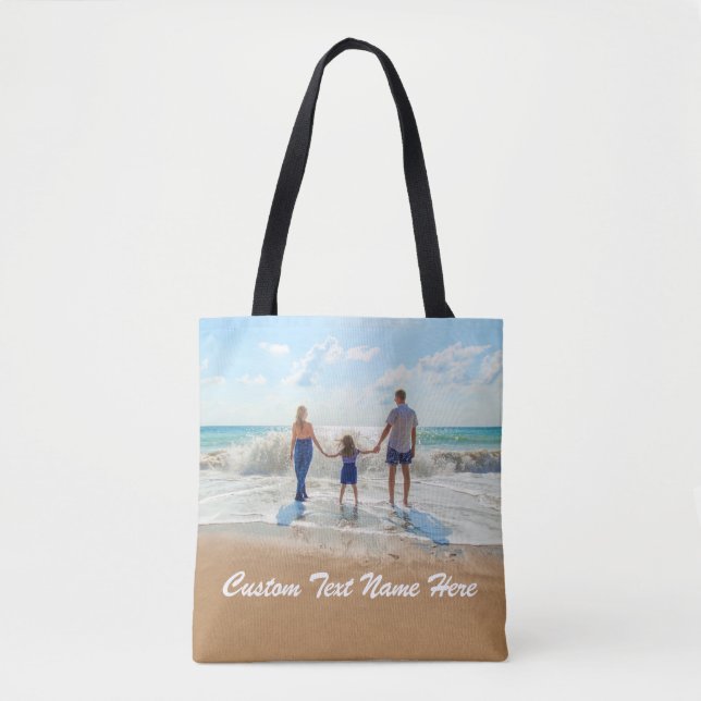 Personalized Your Photo Tote Bag with Custom Text (Front)