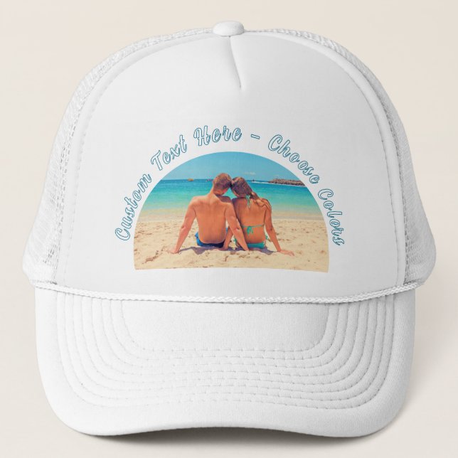 Personalized Your Photo Trucker Hat Custom Text (Front)