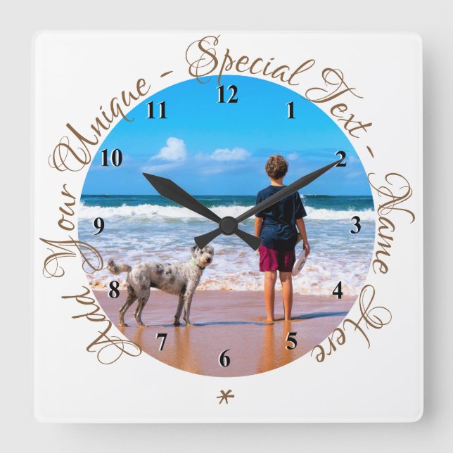 Personalized Your Photo Wall Clock and Custom Text (Front)