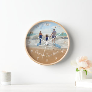 Personalized Your Photo Wall Clock and Custom Text