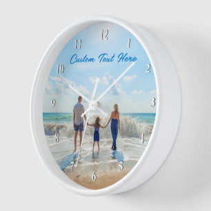 Personalized Your Photo Wall Clock and Custom Text