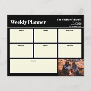 Personalized Your Photo Weekly Planner Plain Black