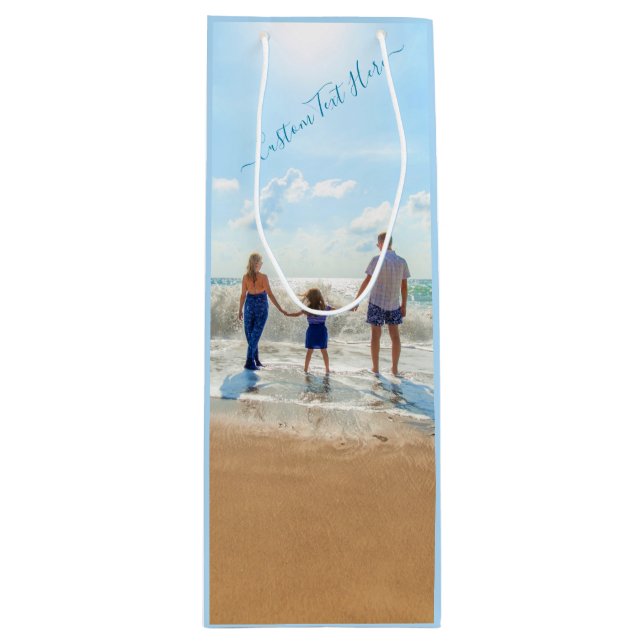 Personalized Your Photo Wine Gift Bag Custom Text (Front)