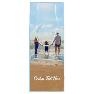 Personalized Your Photo Wine Gift Bag Custom Text