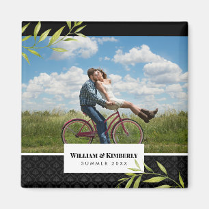 Personalized Your Photo with Laurel and Damask Magnet
