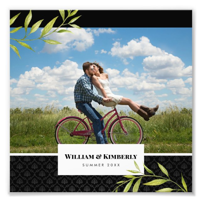 Personalized Your Photo with Laurel and Damask Print (Front)