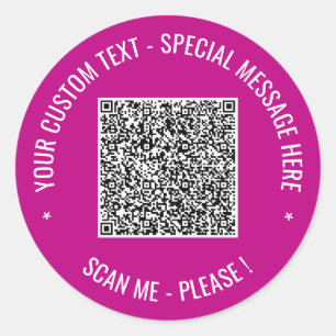 Personalized Your QR Code and Text Round Sticker