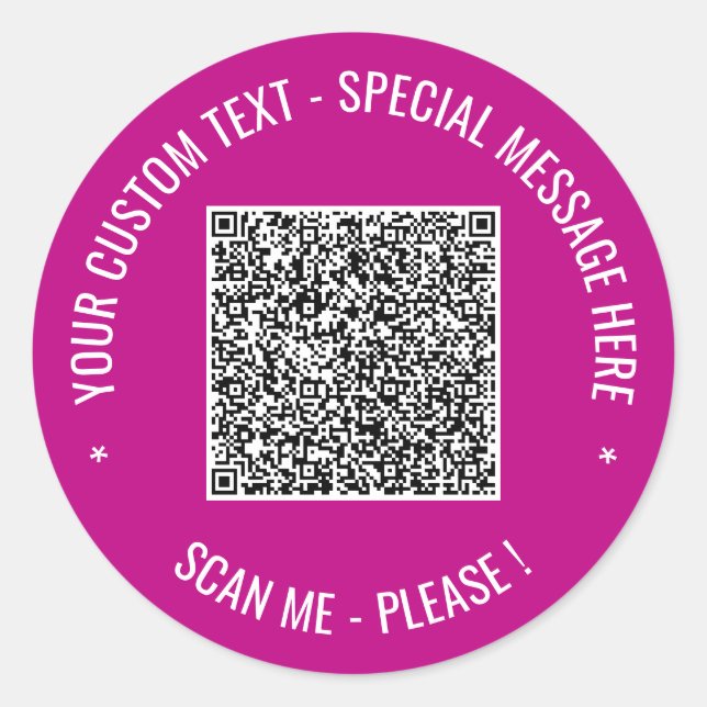 Personalized Your QR Code and Text Round Sticker (Front)