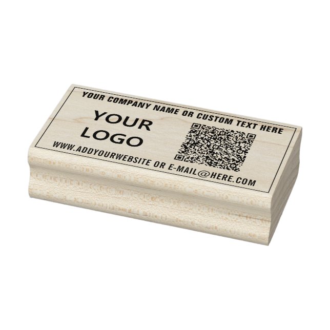 Personalized Your QR Code Logo Text Rubber Stamp (Stamp)