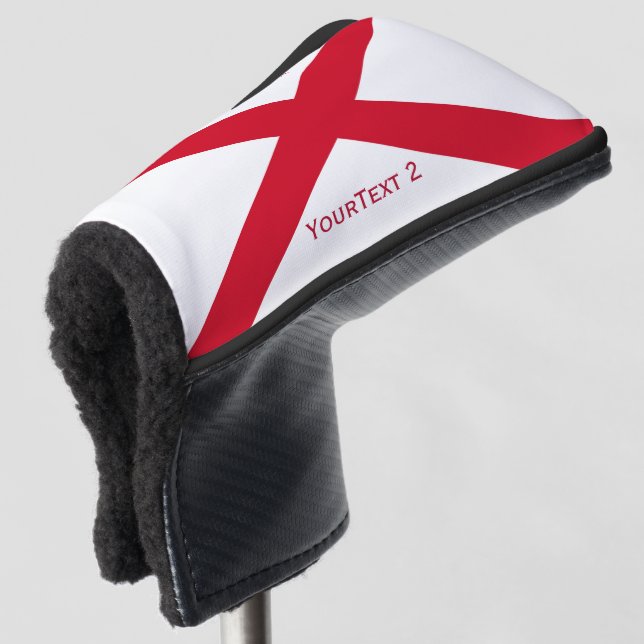 Personalized Your Text Alabama State Flag on a Golf Head Cover (3/4 Front)