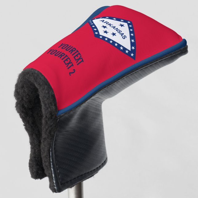 Personalized Your Text Arkansas State Flag on a Golf Head Cover (3/4 Front)