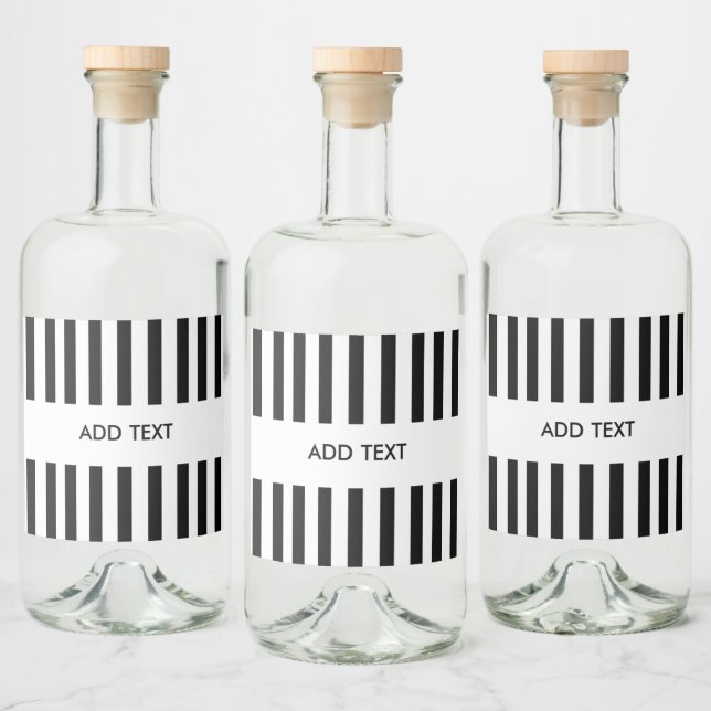 Personalized Your Text Black & White Referee Liquor Bottle Label (Bottles)