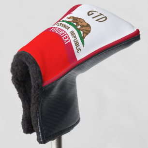 Personalized Your Text California State Flag on a Golf Head Cover