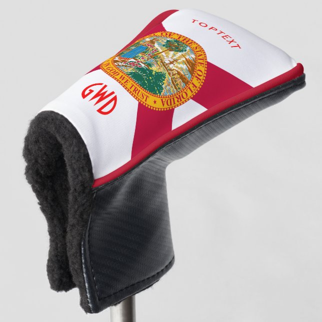 Personalized Your Text Florida State Flag on a Golf Head Cover (3/4 Front)