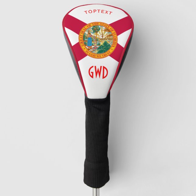 Personalized Your Text Florida State Flag on a Golf Head Cover (Front)