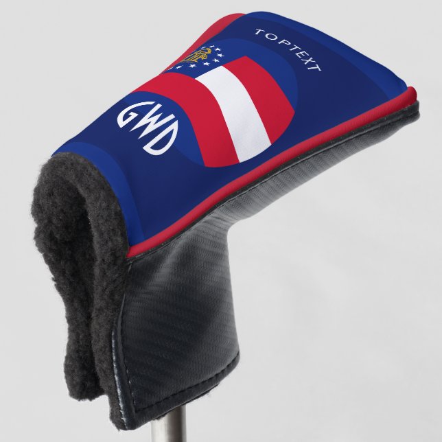 Personalized Your Text Georgia State Flag on a Golf Head Cover (3/4 Front)