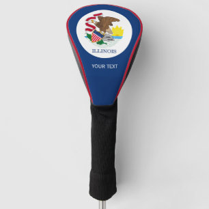 Personalized Your Text Illinois State Flag on a Golf Head Cover