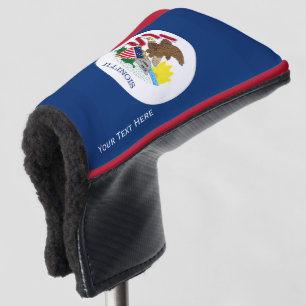 Personalized Your Text Illinois State Flag on a Golf Head Cover