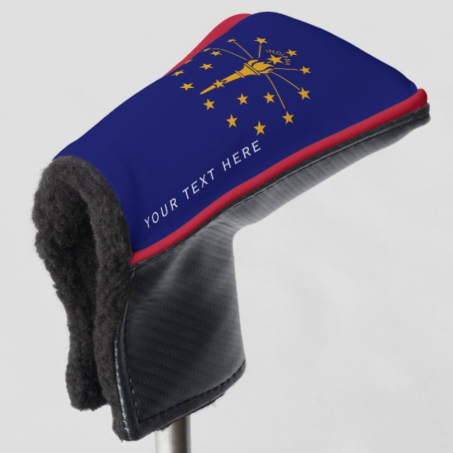 Personalized Your Text Indiana State Flag on a Golf Head Cover (3/4 Front)