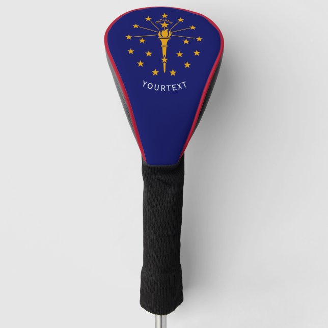 Personalized Your Text Indiana State Flag on a Golf Head Cover (Front)
