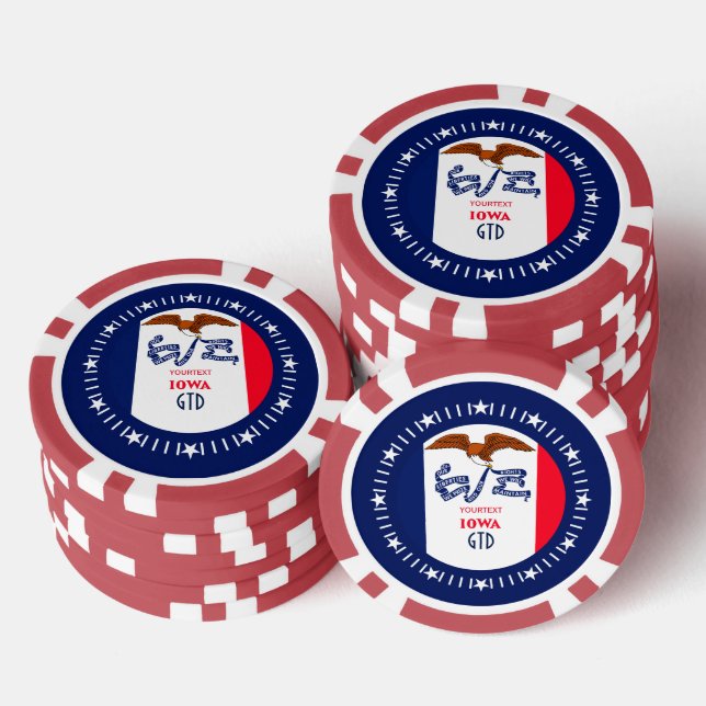 Personalized Your Text Iowa State Flag on a Poker Chips (Stack)