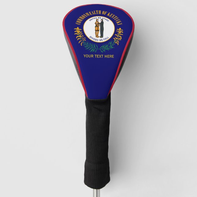 Personalized Your Text Kentucky State Flag on a Golf Head Cover (Front)