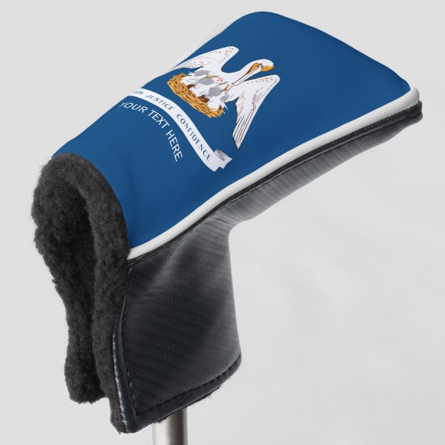 Personalized Your Text Louisiana State Flag on a Golf Head Cover (3/4 Front)