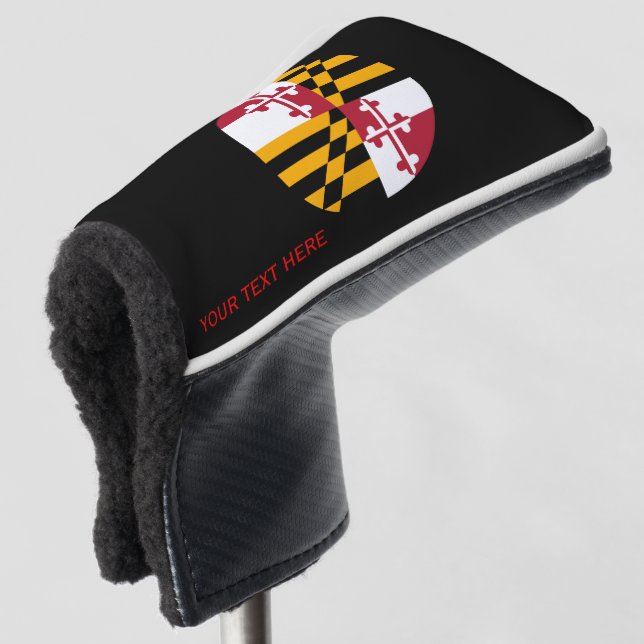 Personalized Your Text Maryland State Flag on a Golf Head Cover (3/4 Front)