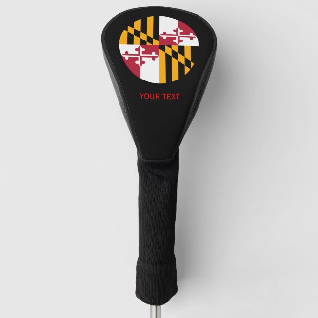 Personalized Your Text Maryland State Flag on a Golf Head Cover (Front)