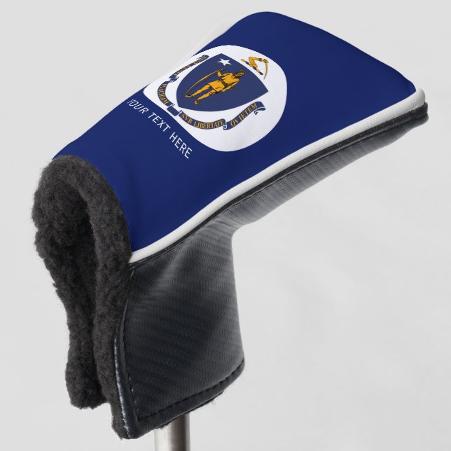 Personalized Your Text Massachusetts State Flag on Golf Head Cover (3/4 Front)