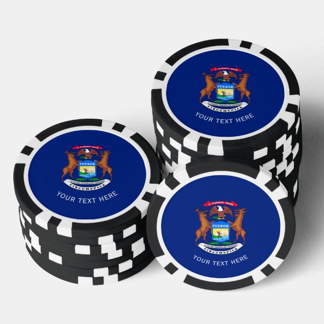 Personalized Your Text Michigan State Flag on a Poker Chips (Stack)