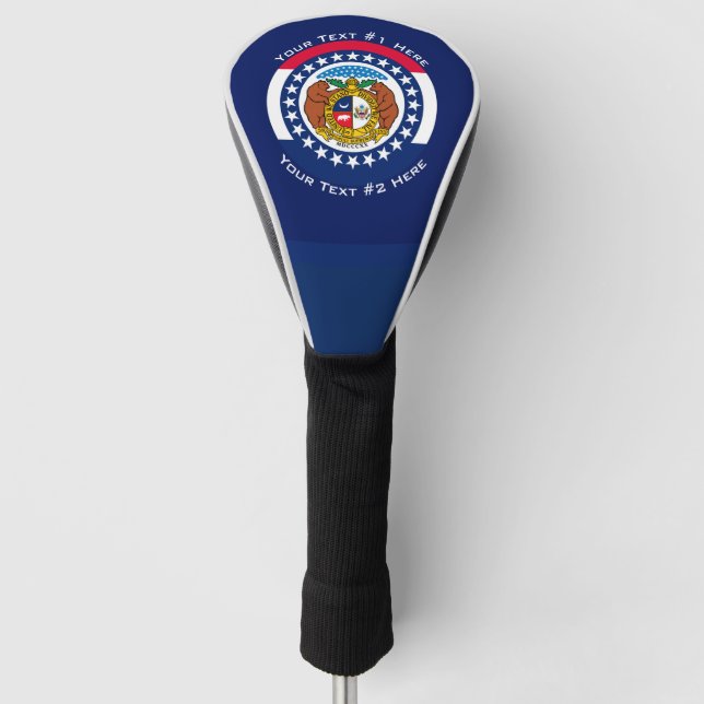 Personalized Your Text Missouri State Flag on a Golf Head Cover (Front)