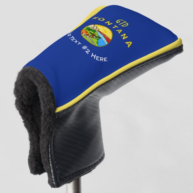 Personalized Your Text Montana State Flag on a Golf Head Cover (3/4 Front)