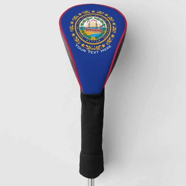 Personalized Your Text New Hampshire State Flag on Golf Head Cover (Front)