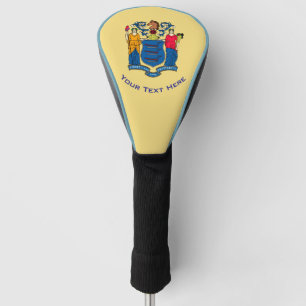 Personalized Your Text New Jersey State Flag on a Golf Head Cover