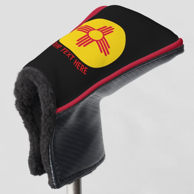Personalized Your Text New Mexico State Flag on a Golf Head Cover (3/4 Front)