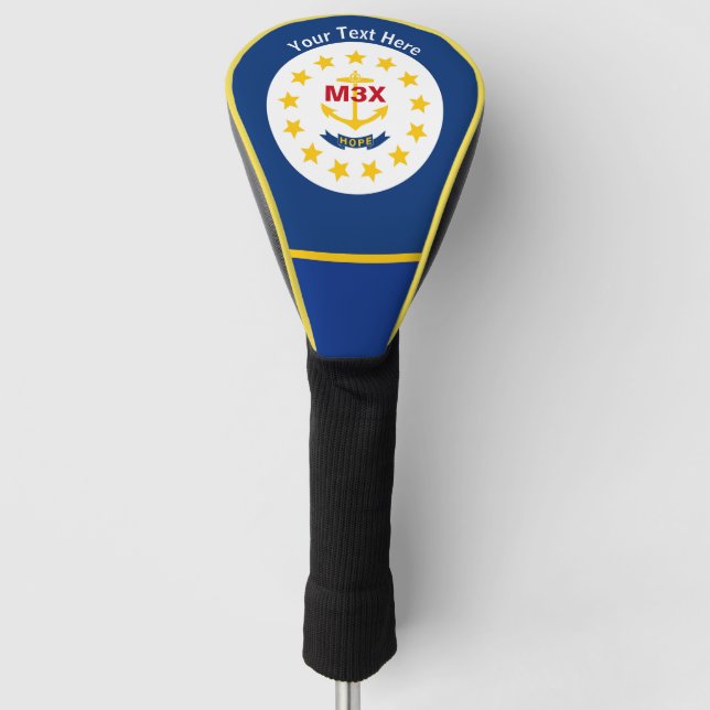 Personalized Your Text Rhode Island State Flag on Golf Head Cover (Front)