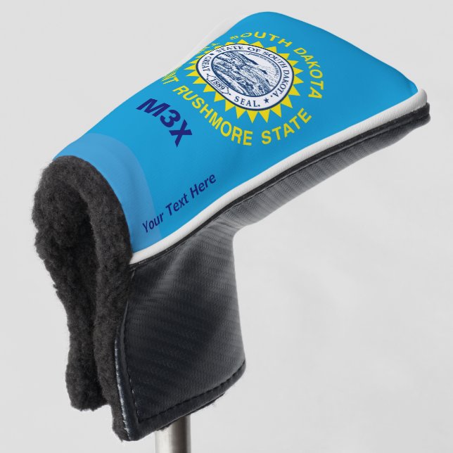 Personalized Your Text South Dakota State Flag Golf Head Cover (3/4 Front)
