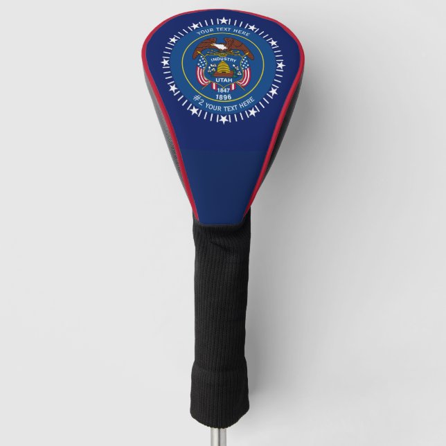 Personalized Your Utah State Flag on a Golf Head Cover (Front)